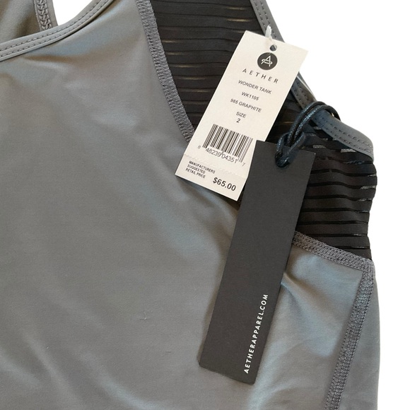 NWT Aether Total Eclipse Wonder Athletic Tank Top Womens 2 Graphite Sheer Panels - Picture 4 of 12